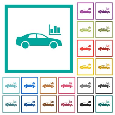 Beyaz arkaplanda çeyrek çerçeve bulunan düz renk simgeleri