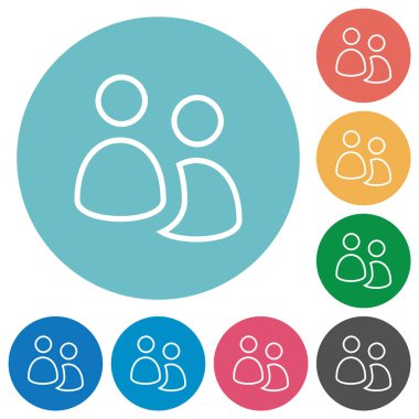 Kullanıcı grubu düz beyaz simgeleri yuvarlak renk arkaplanlarında özetliyor