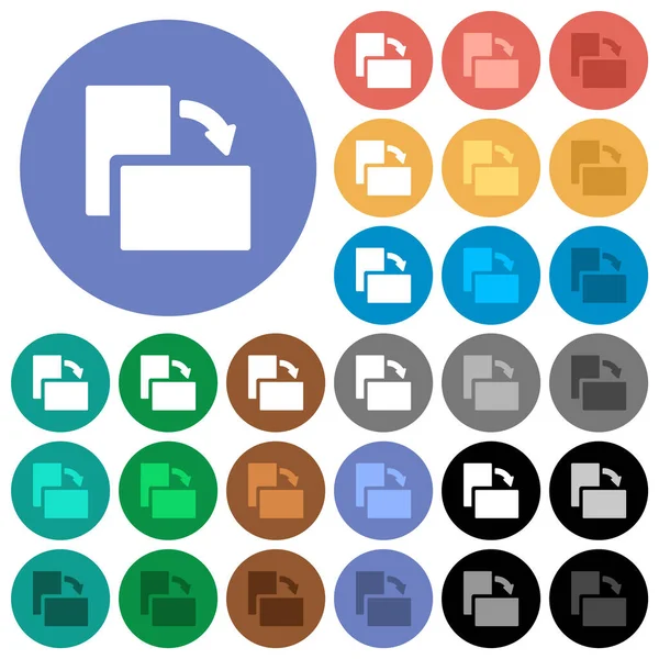 Gire Derecha Iconos Planos Sólidos Multicolores Sobre Fondos Redondos Incluye — Vector de stock