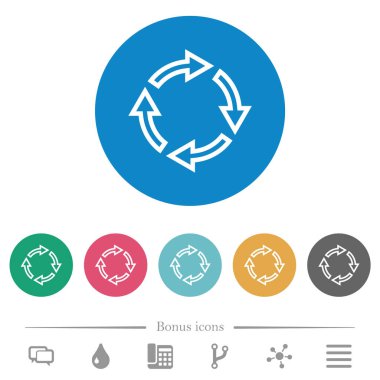 Düz beyaz simgeleri yuvarlak renkli arkaplanlarda döndür. 6 bonus simgesi dahil.