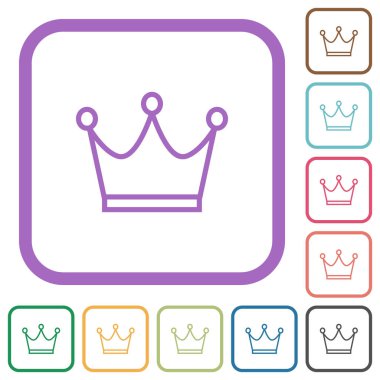 Beyaz arkaplanda yuvarlak kare çerçeveli basit simgeleri taçlandırName