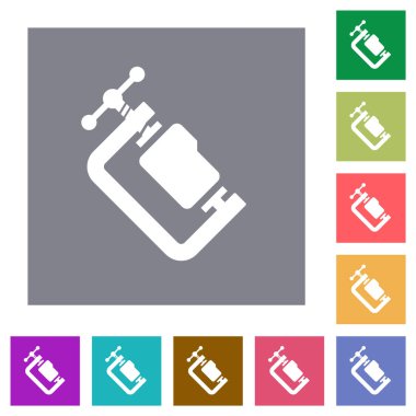 Basit renk kare arkaplanlarında Dizin sıkıştırma katı düz simgeleri