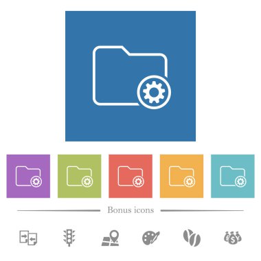 Dizin ayarları kare arkaplandaki düz beyaz simgeleri özetliyor. 6 bonus simgesi dahil.