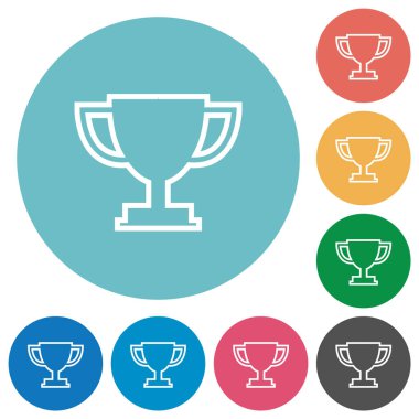 Kupa yuvarlak arkaplan üzerinde düz beyaz simgeler ana hatlarıyla