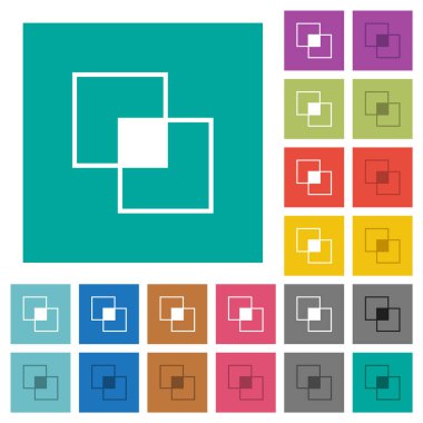 Maske aracı düz arkaplan üzerinde çok renkli düz simgeler kırpılıyor. Uçan veya etkin efektler için beyaz ve koyu simge varyasyonları.