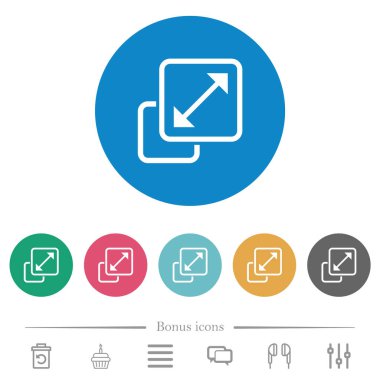 Renk arkaplanındaki düz beyaz simgeleri yeniden boyutlandır. 6 bonus simgesi dahil.