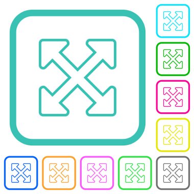 Beyaz arkaplan üzerindeki eğri kenarlıklarda tam çizgi renkli düz simgeleri yeniden boyutlandır