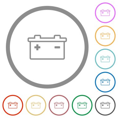 Toplayıcı ana hatları düz renk simgeleri beyaz arkaplan üzerinde yuvarlak ana hatlar