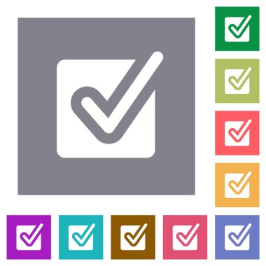 Basit renk kare arkaplanlarında işaretlenmiş düz kutu simgeleri