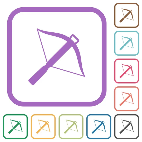 Armbrust Einfache Symbole Farbe Runde Quadratische Rahmen Auf Weißem Hintergrund — Stockvektor