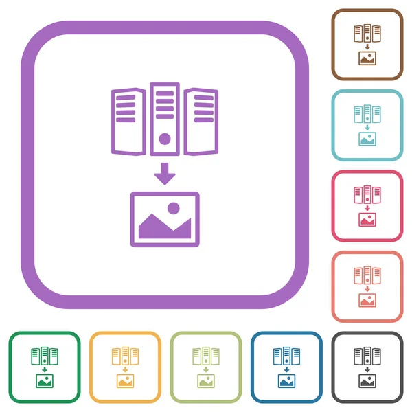 Download Image Server Outline Simple Icons Color Rounded Square Frames — Stock Vector