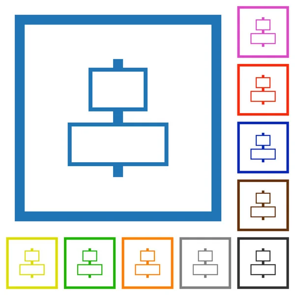 Flache Farb Symbole Quadratischen Rahmen Auf Weißem Hintergrund Zentrieren — Stockvektor