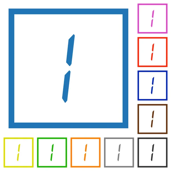 Digital Number One Seven Section Type Flat Color Icons Square — Διανυσματικό Αρχείο