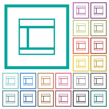 Beyaz arkaplanda çeyrek çerçeve bulunan iki sütunlu web düzeni düz renk simgeleri