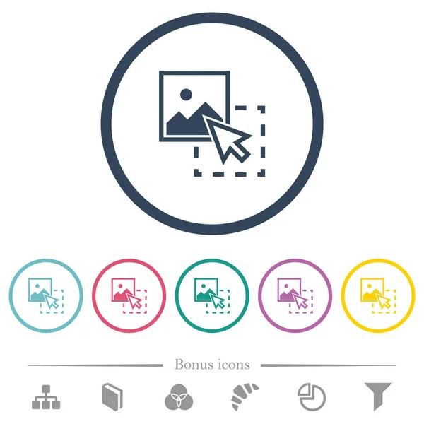 拖动图像 以圆形轮廓上传平面颜色图标 包括6个奖金图标 — 图库矢量图片