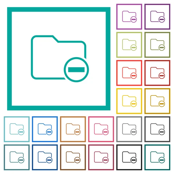 Supprimer Répertoire Des Icônes Couleur Plates Avec Des Cadres Quadrants — Image vectorielle