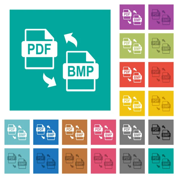 Pdf Bmpファイル変換プレーン正方形の背景に複数の色のフラットアイコン ホバーまたはアクティブエフェクト用の白と暗いアイコンバリエーションが含まれています — ストックベクタ