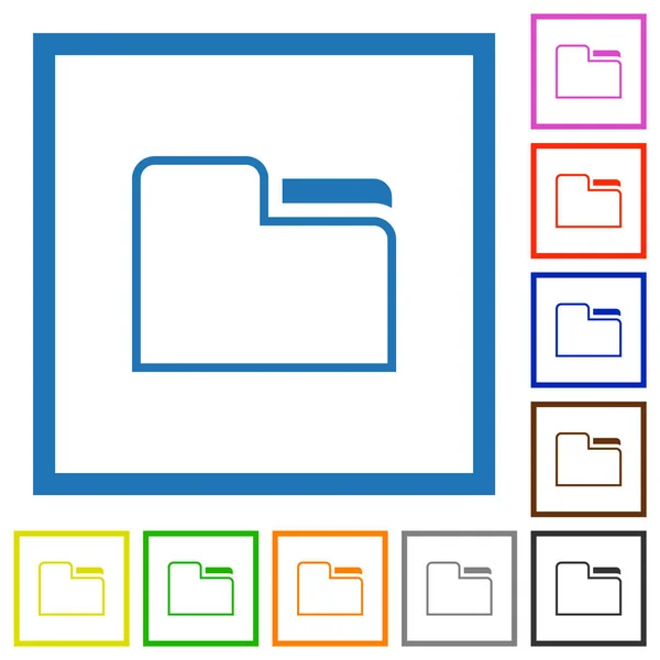 Καρτέλα Φάκελο Περίγραμμα Επίπεδη Χρώμα Εικονίδια Τετράγωνα Πλαίσια Λευκό Φόντο — Διανυσματικό Αρχείο
