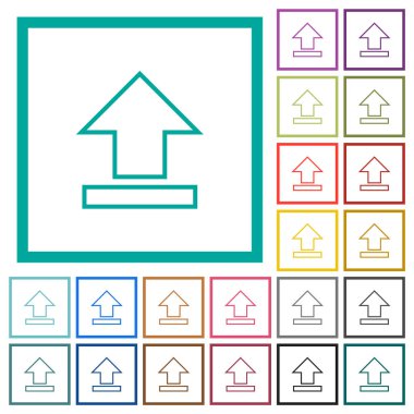 Beyaz arkaplanda çeyrek çerçeveli düz renk simgeleri yükle