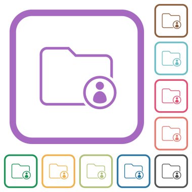 Dizin sahibi, beyaz arkaplanda renkli yuvarlak kare çerçeveler halinde basit simgeleri özetliyor