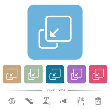 Renkli yuvarlak kare arkaplan üzerine beyaz düz simgeleri çökert. 6 bonus simgesi dahil