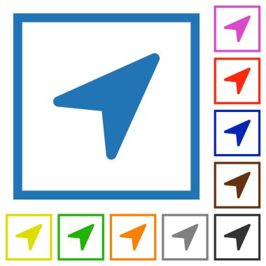 Yön oku düz düz renk simgeleri beyaz arkaplan üzerindeki kare çerçeveler