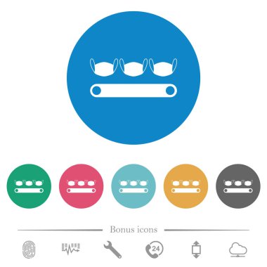 Maske, yuvarlak renkli arka planda düz beyaz simgeler üretiyor. 6 bonus simgesi dahil.