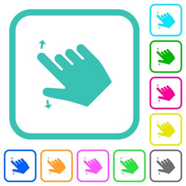 Sağ el açık jest çimdik canlı düz simgeler eğri kenarlı beyaz arkaplan