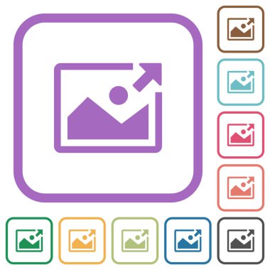 İhracat görüntü basit simgeler renkli kare kare beyaz arka plan üzerinde yuvarlak