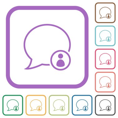 İleti sahibi, beyaz arkaplanda yuvarlak kare çerçeveler halinde basit simgeleri özetliyor