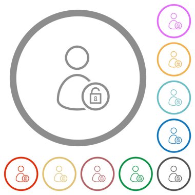 Beyaz arkaplanda yuvarlak çizgilerde kullanıcı ana hatlarını düz renk simgelerinin kilidini aç