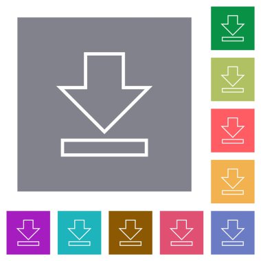 Basit renk kare arkaplanlarına düz çizgi simgeleri indir