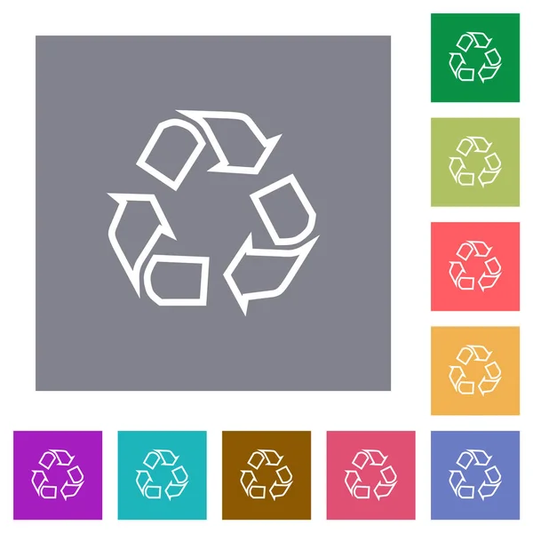 Reciclaje Contorno Iconos Planos Sobre Fondos Cuadrados Color Simple — Vector de stock