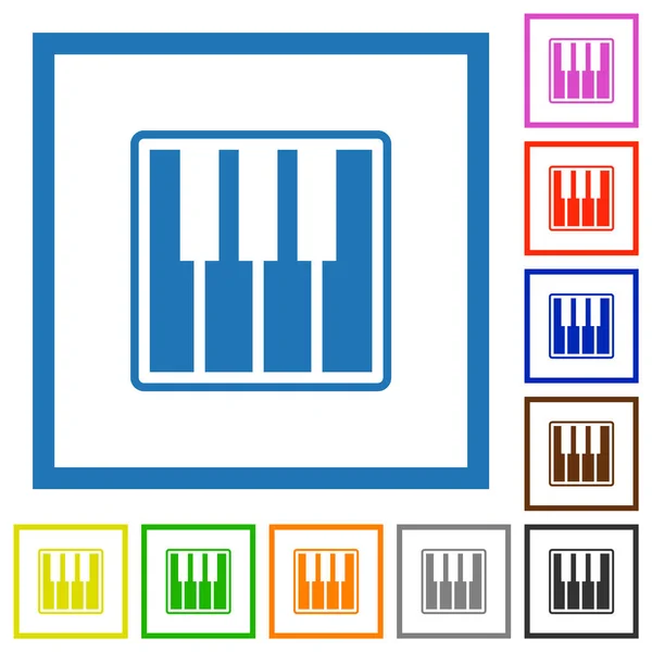 Piano Keyboard Alternate Flat Color Icons Square Frames White Background — Stock Vector