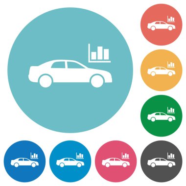 Yuvarlak renk arkaplanlarında düz beyaz simgeler