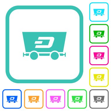 Dash criptocy madencilik canlı renkli düz simgeler eğri kenarlı beyaz zemin üzerinde