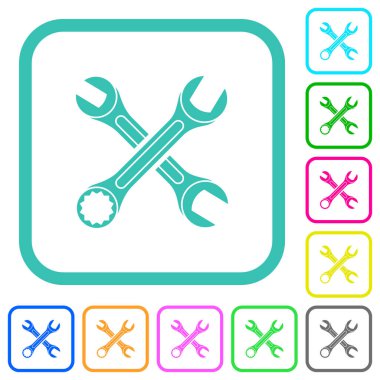 Beyaz arkaplan üzerinde eğri kenarlıklarda canlı renkli düz simgeler