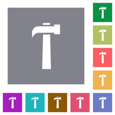 Basit renk kare arkaplan üzerinde eski çekiç düz simgeleri