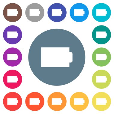 Yükleme ünitesi olmayan boş batarya yuvarlak renkli arka planlarda düz beyaz simgeler oluşturur. 17 arkaplan renk varyasyonu dahil.