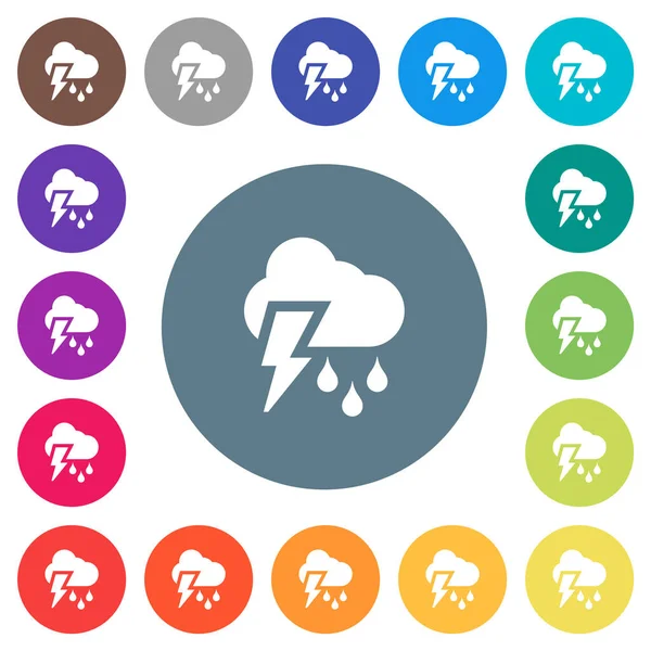 Stormy Weather Flat White Icons Color Backgrounds Background Color Variations — Stock Vector