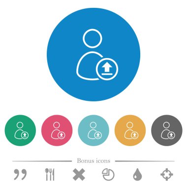 Yuvarlak renk arkaplanlarına kullanıcı hesabı simgeleri yükle. 6 bonus simgesi dahil.