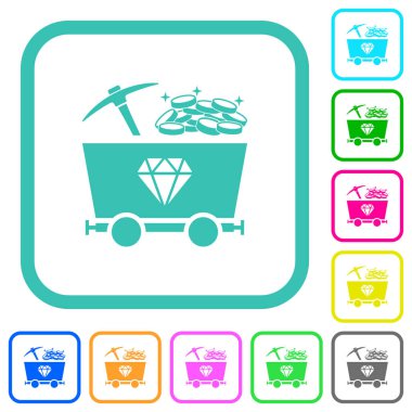 Beyaz zemin üzerinde eğri kenarlı düz ikonlar içeren elmas madenciliği