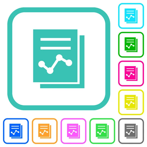 Bericht Mit Diagramm Solide Lebendige Farbige Flache Symbole Gebogenen Rändern — Stockvektor