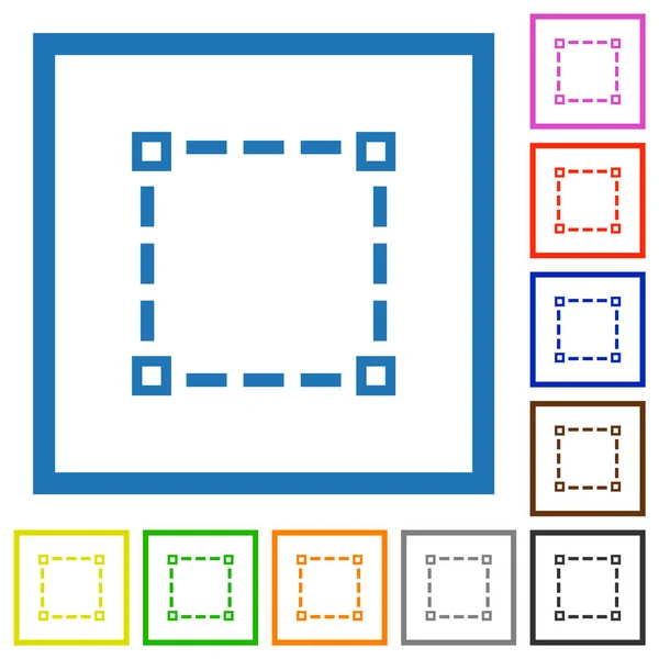 Selectie Gereedschap Omtrek Platte Kleur Pictogrammen Vierkante Frames Witte Achtergrond — Stockvector