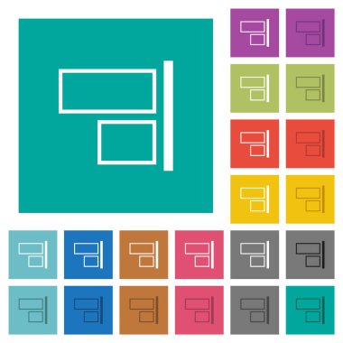 Sade kare arkaplandaki çok renkli düz simgelere hizala. Uçan veya etkin efektler için beyaz ve koyu simge varyasyonları.