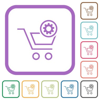 Cart ayarları beyaz arkaplanda renkli yuvarlak kare çerçevelerle basit simgeleri özetliyor