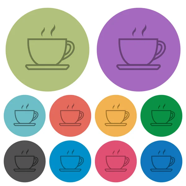 Tasse Kaffee Umreißt Dunklere Flache Symbole Auf Rundem Hintergrund — Stockvektor