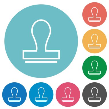 Yuvarlak renk arkaplanlarında düz beyaz simgeleri damgalayın