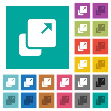 Sade kare arkaplanlarda çok renkli düz simgeleri uzat. Uçan veya etkin efektler için beyaz ve koyu simge varyasyonları.