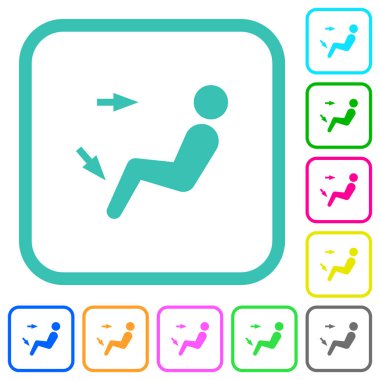 Araba hava akışı yönü beyaz zemin üzerinde eğri kenarlarda canlı renkli düz simgeler